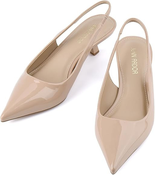 JENN ARDOR Slingback Heels for Women Low Heels Dress Shoes Kitten Pumps Dressy Heeled Sandals Wid... | Amazon (US)