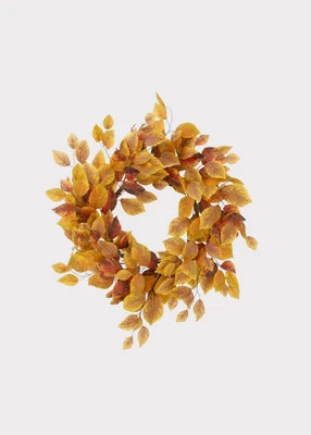 Golden Yellow Artificial Birch Leaf Autumn Wreath - 22" | Afloral