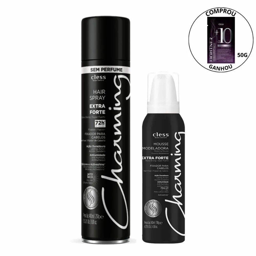 Kit Cless Charming Hair Spray Extra Forte + Mousse Extra Forte | DrogaRaia (BR)