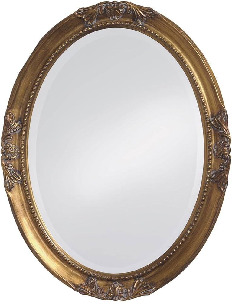 Howard Elliott Queen Ann Oval Antique Gold Leaf Wall Mirror, Oval Bevelled Hanging Wood Framed Va... | Amazon (US)