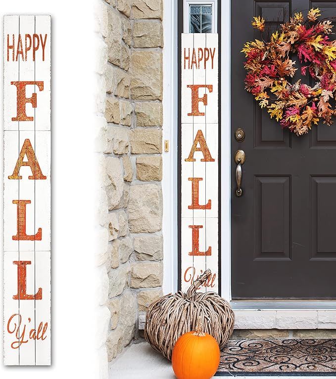 DQ DQ HOME DECOR Happy Fall Y‘All Rustic Craft Outdoor Porch Welcome Sign, Fall Porch Décor, V... | Amazon (US)