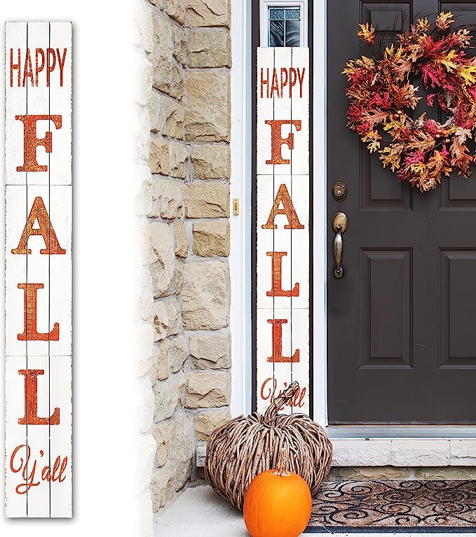 DQ DQ HOME DECOR Happy Fall Y‘All Rustic Craft Outdoor Porch Welcome Sign, Fall Porch Décor, V... | Amazon (US)