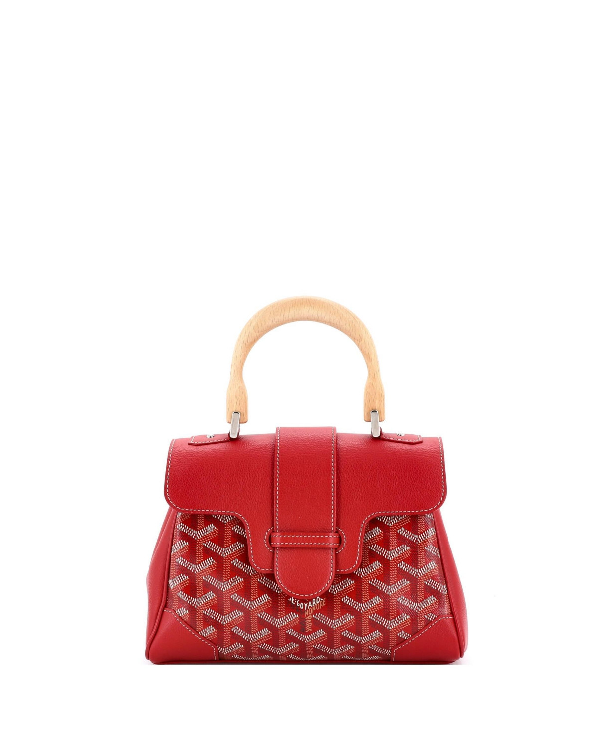Pre-Owned Goyard Mini Saigon Top Handle Bag Coated Canvas with Leather - Red | Macy's