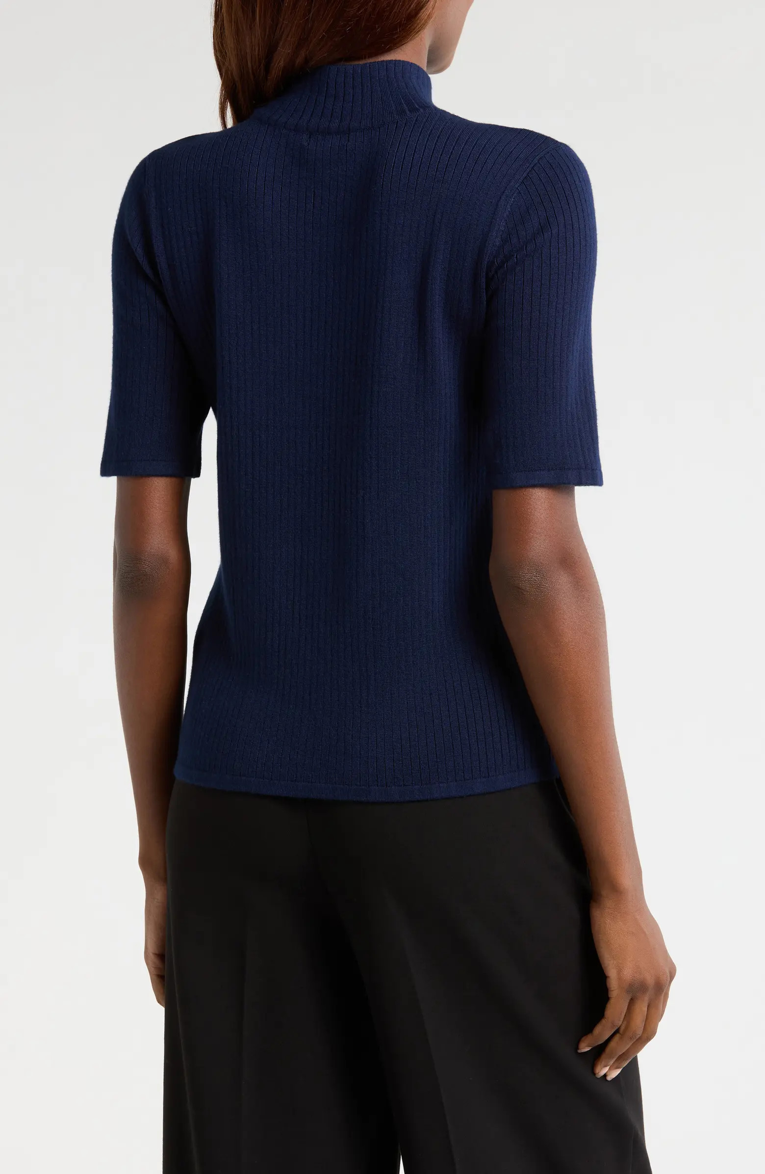 Short Sleeve Mock Neck Rib Sweater | Nordstrom
