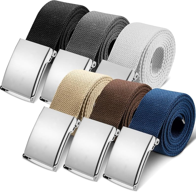 Geyoga 6 Pack Golf Belts for Men Men's Golf Web Belt Nylon Web Belt Size up to 55" Adjustable Sol... | Amazon (US)