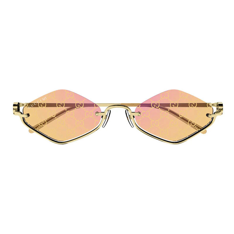 Gucci Geometric Semi Rim Sunglasses — Gold | Italist Inc.