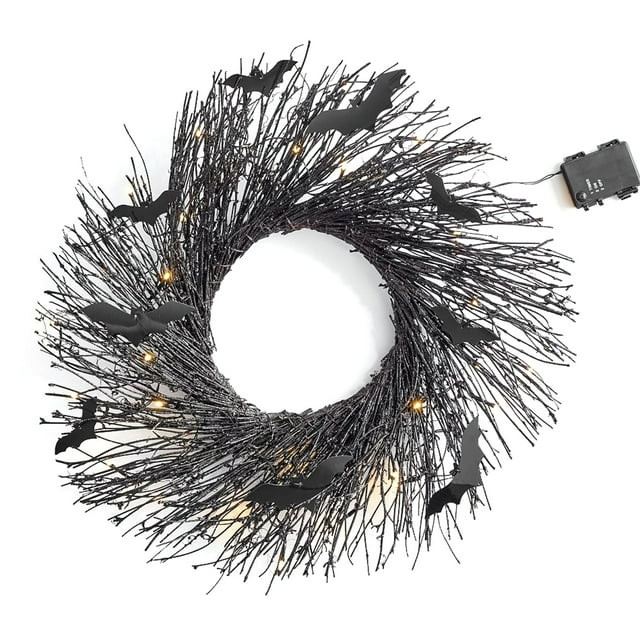 Halloween Decorative Wreath, Bat Hanging Garlands with Light Halloween Wreath Deadwood Wreath for... | Walmart (US)