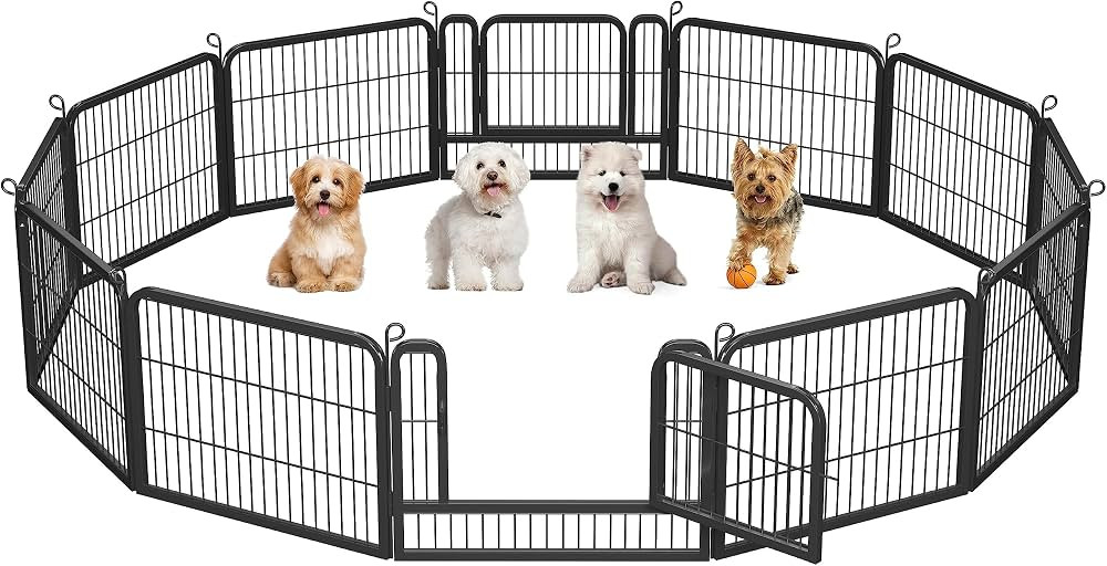 Yaheetech Dog Playpen, 12 Panel Puppy Play Pen Heavy Duty Pet Exercise Fence for Garden/Yard 60cm... | Amazon (UK)