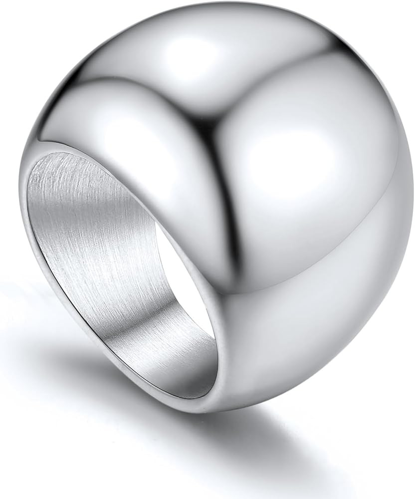 GOLDCHIC JEWELRY Chunky Dome Ring for Women, Stainless Steel Bold Stacking Croissant Statement Ri... | Amazon (US)