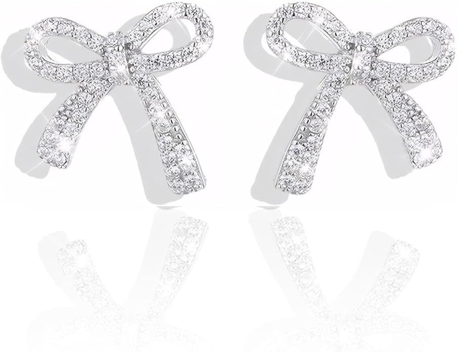 Gold Bow Earrings for Women, Long Tassel Chain Drop Earrings, Trendy Small Bow Earrings, Ribbon W... | Amazon (US)