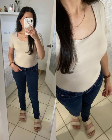 bodysuit: small (Mica) // strapless sticky bra: B (but I think A would fit better) // super skinny jeans: w 27 l 29 // watch: rose gold // sandals: 6.5

Summer outfit, spring outfit, casual outfit, petite, Amazon finds, Hollister pants, Michael Kors jewelry 

#LTKstyletip #LTKsalealert #LTKfindsunder100