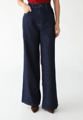 Calça Jeans Lança Perfume Wide Leg Lisa Azul | Dafiti (BR)