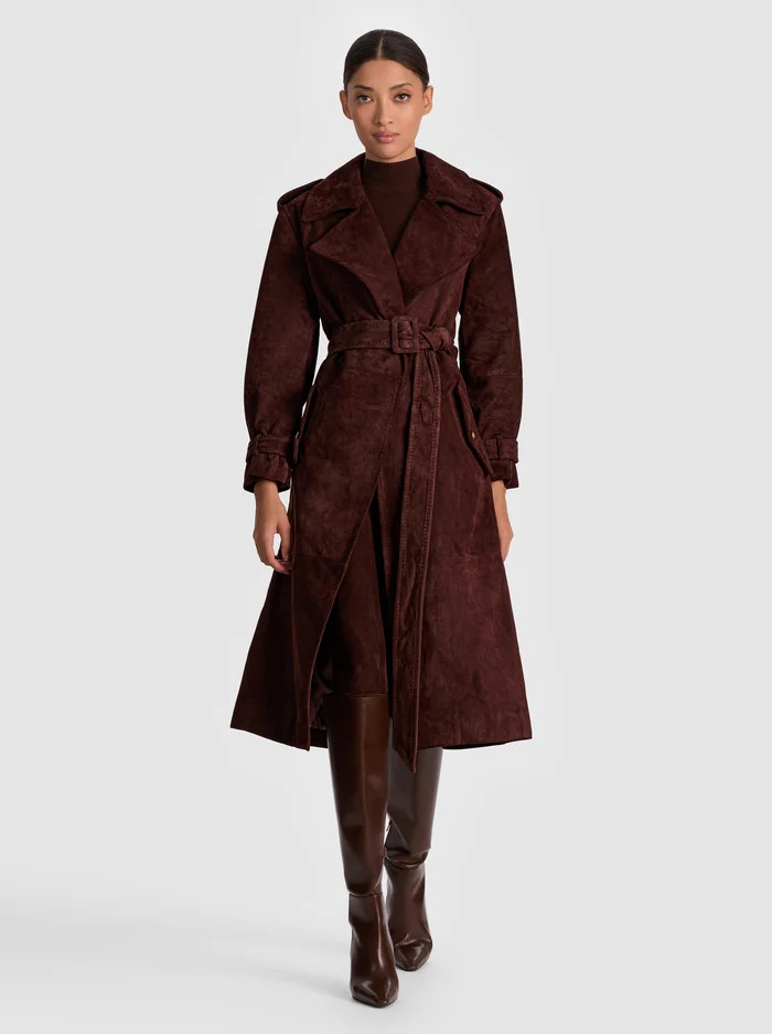 NEVADA SUEDE TRENCH COAT | Alice + Olivia