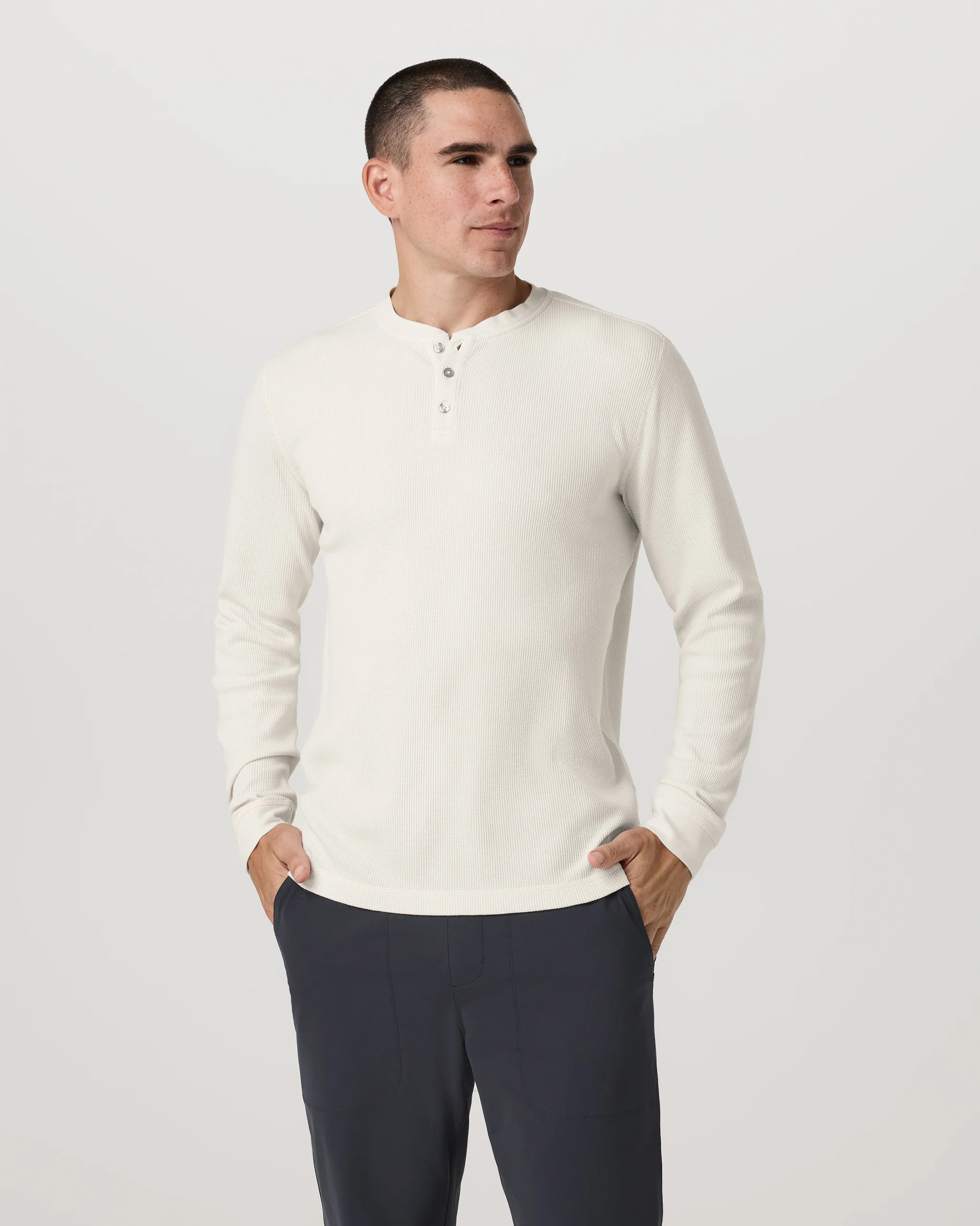 Waffle Henley | Men's Marshmallow Henley Top | Vuori | Vuori Clothing (US & Canada)