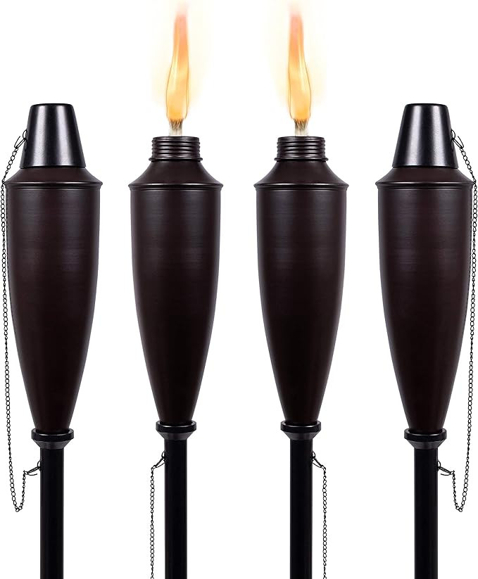 BIRDROCK HOME 4 Pack Outdoor Garden Torches - Oil Rubbed Bronze - Easy to Refill Citronella - Fla... | Amazon (US)