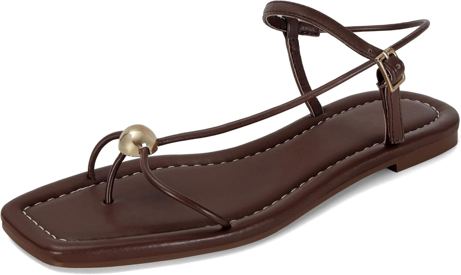 Strappy Flat Sandals for Women Comfortable Dressy Summer Beach Thong Flip Flop Slide Sandals with... | Amazon (US)