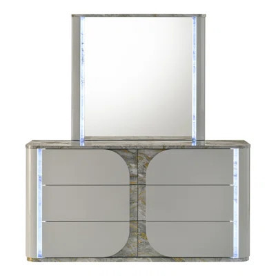 Twickenham 2-Piece 6-Drawer Dresser and Mirror Set | Wayfair North America