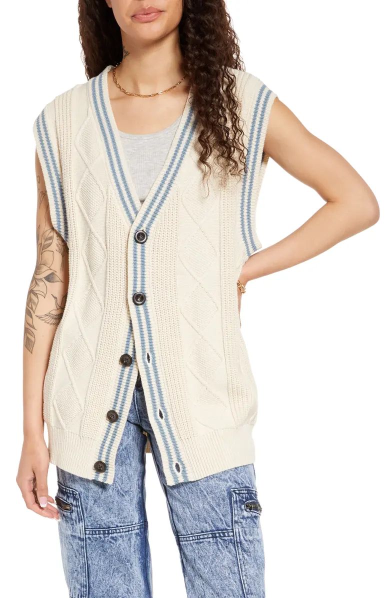 Gender Inclusive Oversize Cable Knit Cotton Blend Vest | Nordstrom