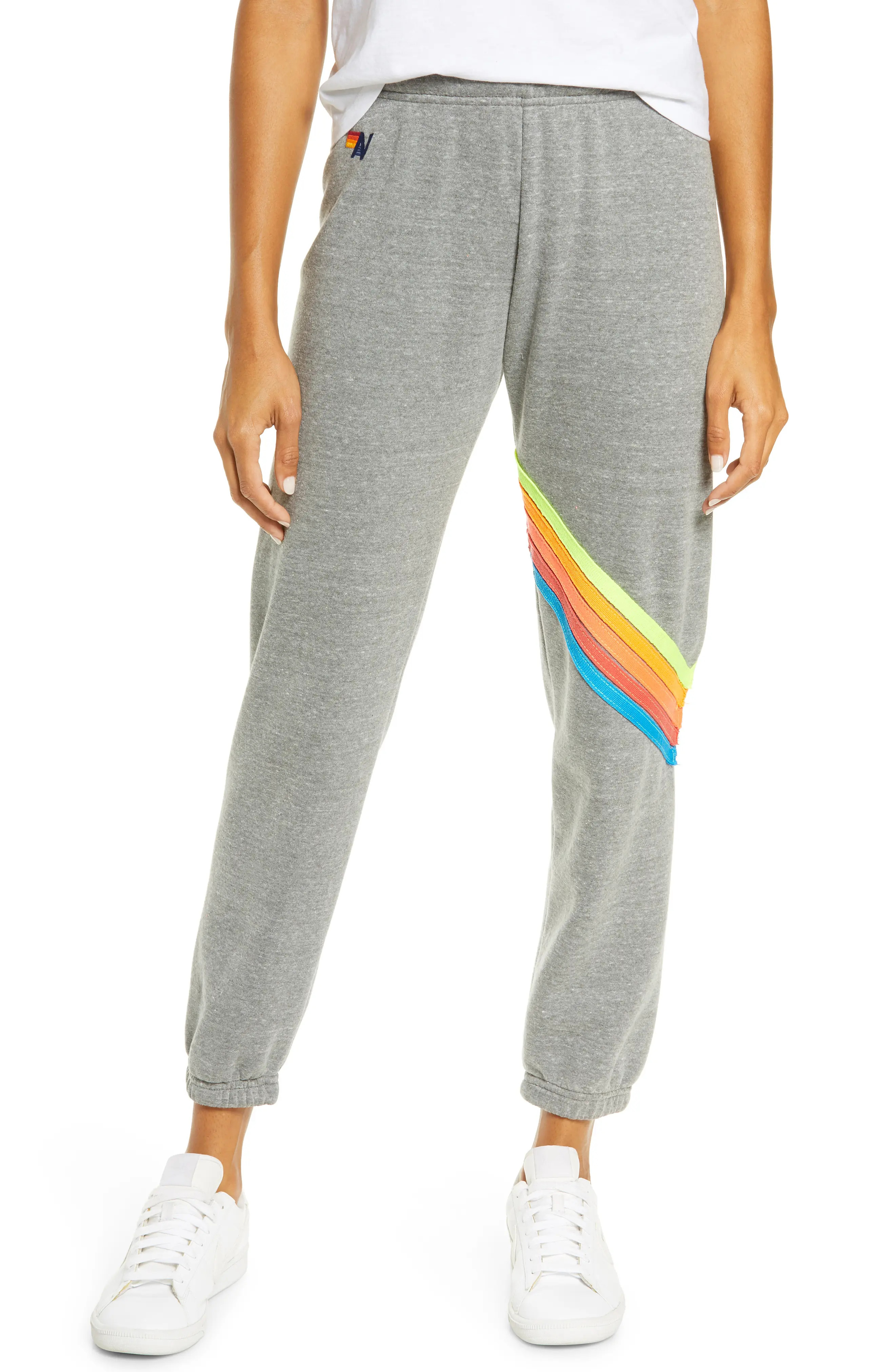 Aviator Nation Chevron Stripe Joggers, Size X-Small in Heather/Neon Rainbow at Nordstrom | Nordstrom