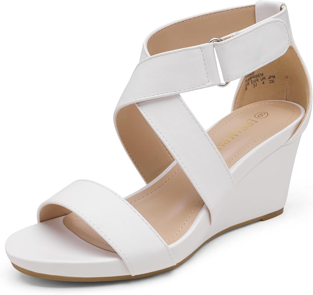 DREAM PAIRS Women's Elastic Ankle Strap Wedge Sandals | Amazon (US)