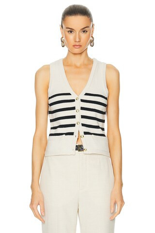 L'Academie by Marianna Calanth Striped Vest in White | FWRD 