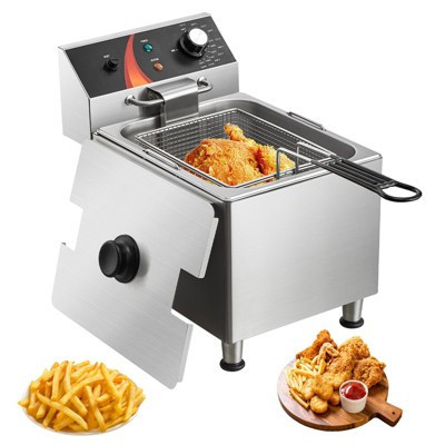 1750W Commercial Electric Deep Fryer 12Qt 11.5L Stainless Steel Single Tank Countertop Fryer with Basket Temp Control and Overheat Protection | Target