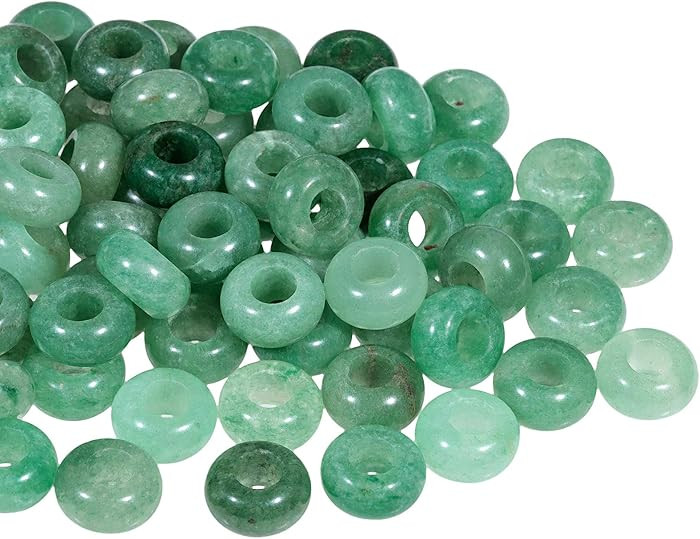 Natural Gemstone Beads for Jewelry Making, Rondelle Large Hole Loose Beads Pack of 15,Green Avent... | Amazon (US)