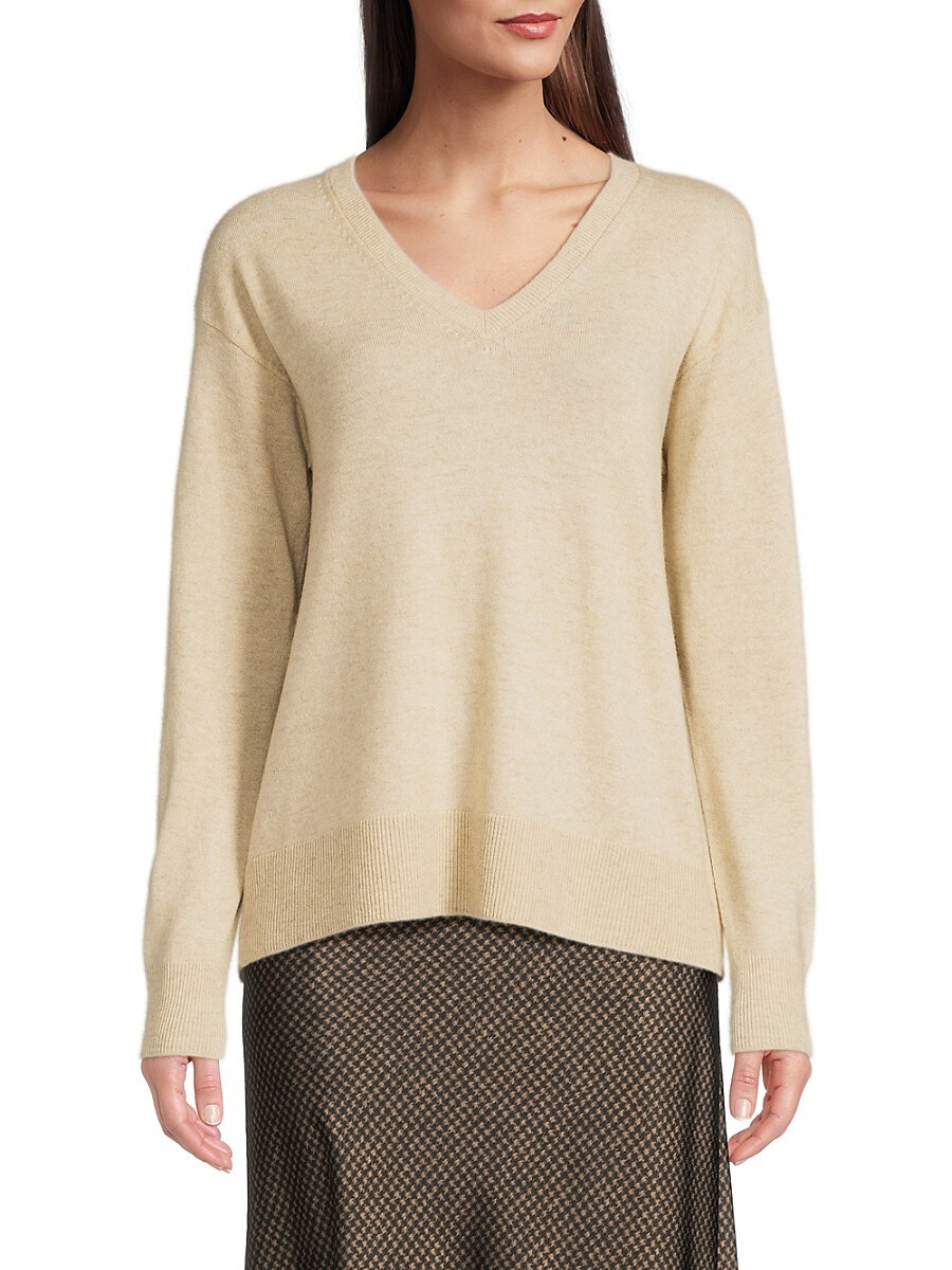 Vince Women's V-Neck Wool & Cashmere Sweater - Beige - Size M | Saks Fifth Avenue OFF 5TH