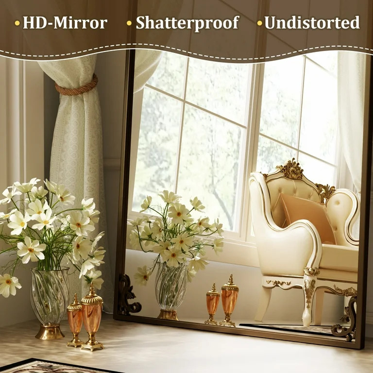 BEAUTYPEAK 66"x21" Arched Full Length Mirror Metal Vintage Mirror Baroque Style,Antique Bronze | Walmart (US)