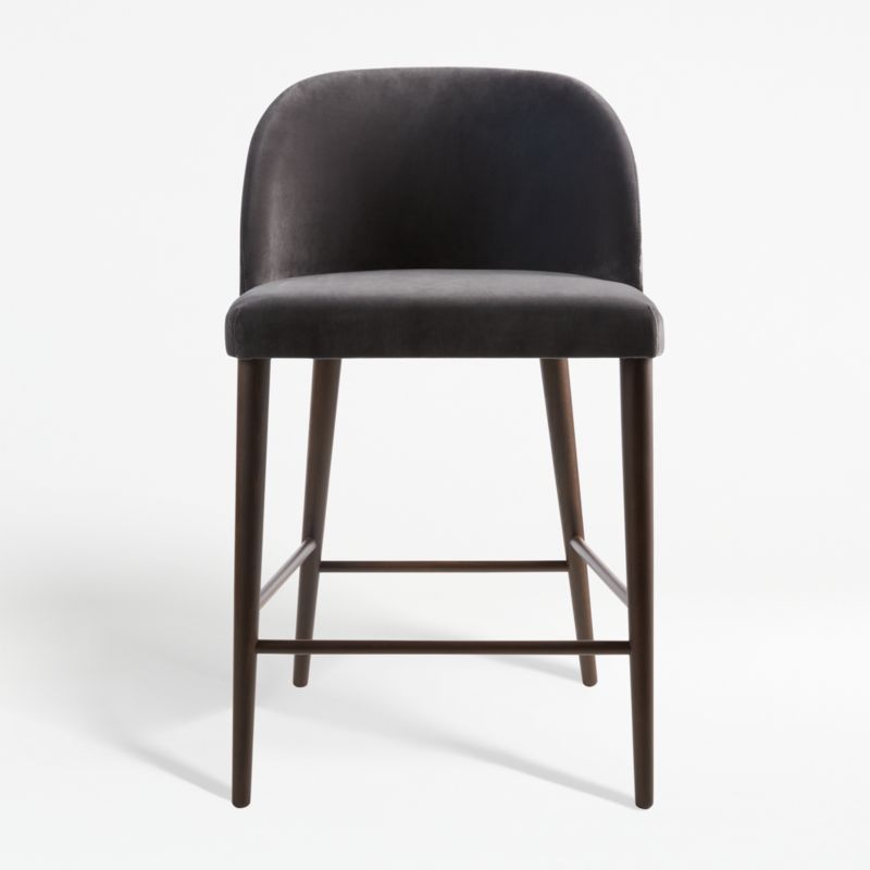 Camille Anthracite Velvet Counter Stool + Reviews | Crate & Barrel | Crate & Barrel