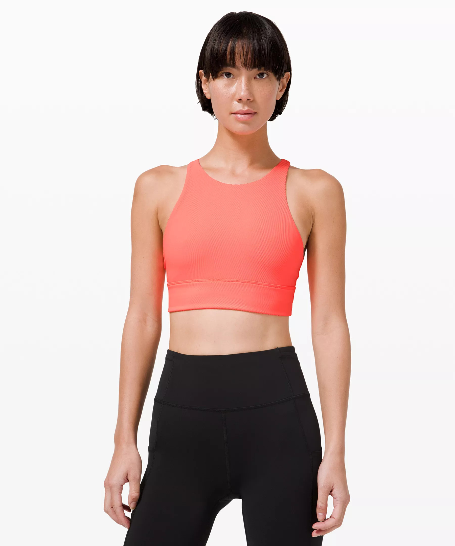 Energy Bra High Neck Long Line Rib Medium Support, B–D Cup | Lululemon (US)