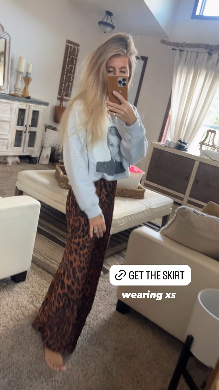 Leopard print is back, did it ever really leave though? Loving this maxi skirt for fall! Dress up with a blouse or corset top or do like this and pair it with a sweatshirt for the cutest school pickup, errands outfit. It’s effortless and easy but looks so put together. 
#maxiskirt #target #targetfinds #momlife #momoutfits 

#LTKFamily #LTKBacktoSchool #LTKFindsUnder50
