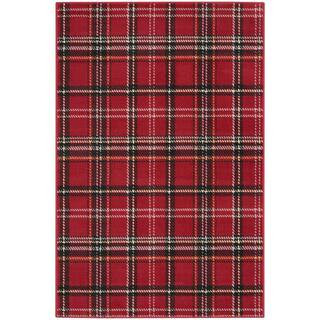 Grafix Red 3 ft. x 5 ft. Geometric Plaid Modern Kitchen Area Rug | The Home Depot