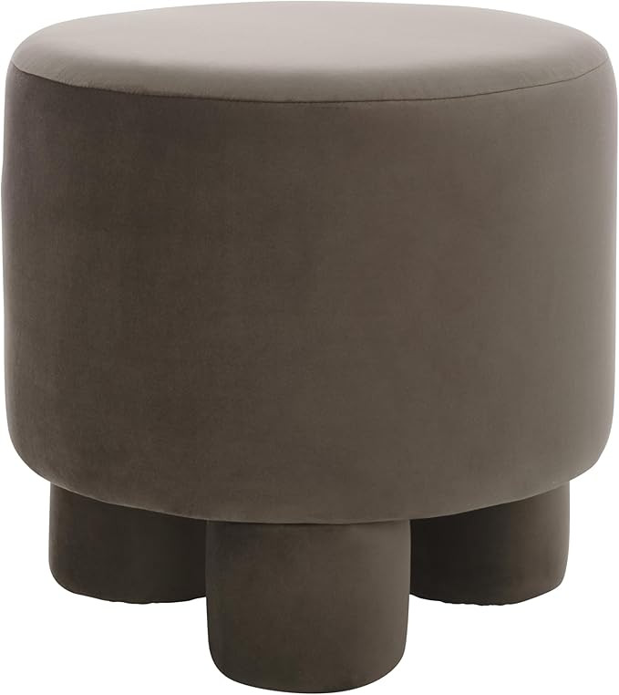 SAFAVIEH Home Collection Naref Chocolate Brown Velvet Round Ottoman | Amazon (US)