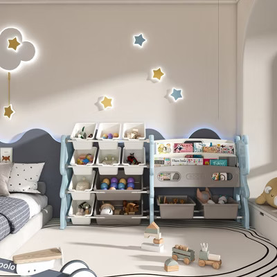 Toy Storage Organizer for Kids with 12 Bins and Bookshelf, Helps Teach Organization and Keeps Playroom Tidy | Target