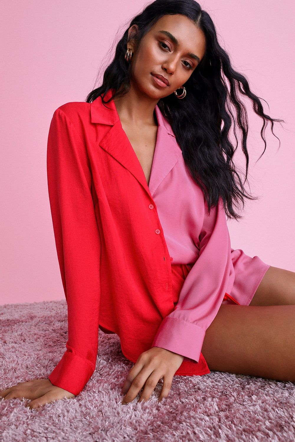 Sleepy Sweetie Red and Pink Color Block Two-Piece Pajama Set | Lulus (US)
