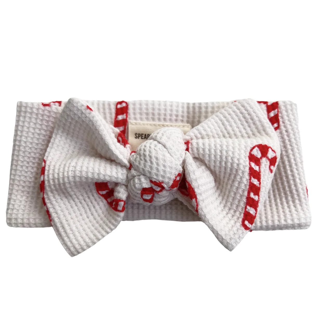 Organic Waffle Knot Bow, Candy Cane | SpearmintLOVE