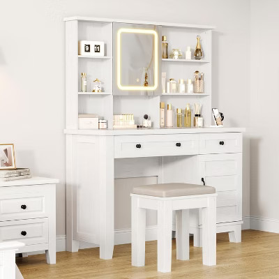 MDF Dressing Table Vanity Set with Chair - Makeup Vanity Table, Bedroom Vanity, Vanity Desk, Vanity Mirror Table, Vanity Furniture | Target
