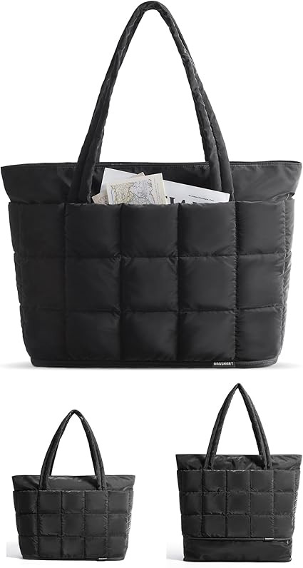 BAGSMART Expandable Tote Bag for Women, Puffer Work Tote Handbag, Quilted Carry On Bag for Travel... | Amazon (US)