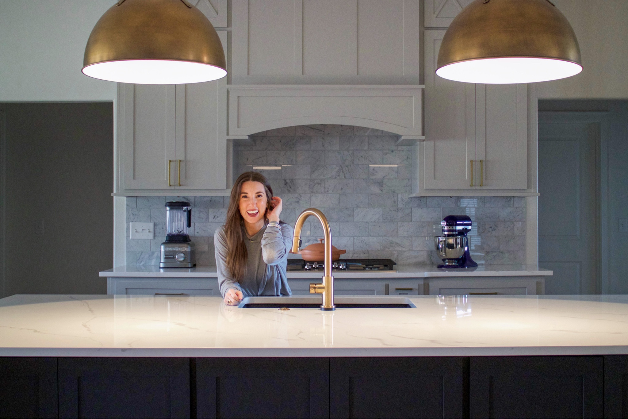 Lighting is everything. These pendants were not the original design plan for this island but I’m so happy it worked out this way!! The happiest little accident. I incorporated pops of bronze and gold throughout my kitchen design to add warmth to the space. 

#LTKstyletip #LTKhome
