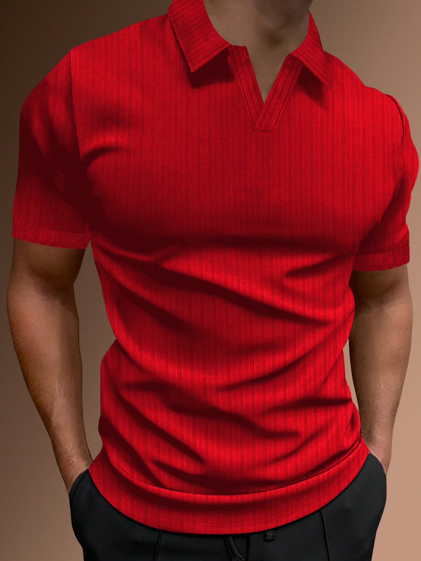 Manfinity Homme Men Solid Ribbed Knit Polo Shirt | SHEIN USA | SHEIN