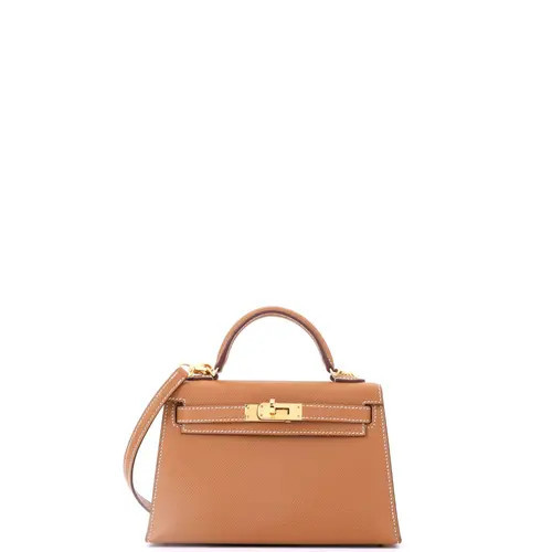 Pre-Owned Hermes Kelly Mini II Bag Brown Epsom with Gold Hardware 20 in Metallic Gold at Nordstrom, Size X-Small | Nordstrom