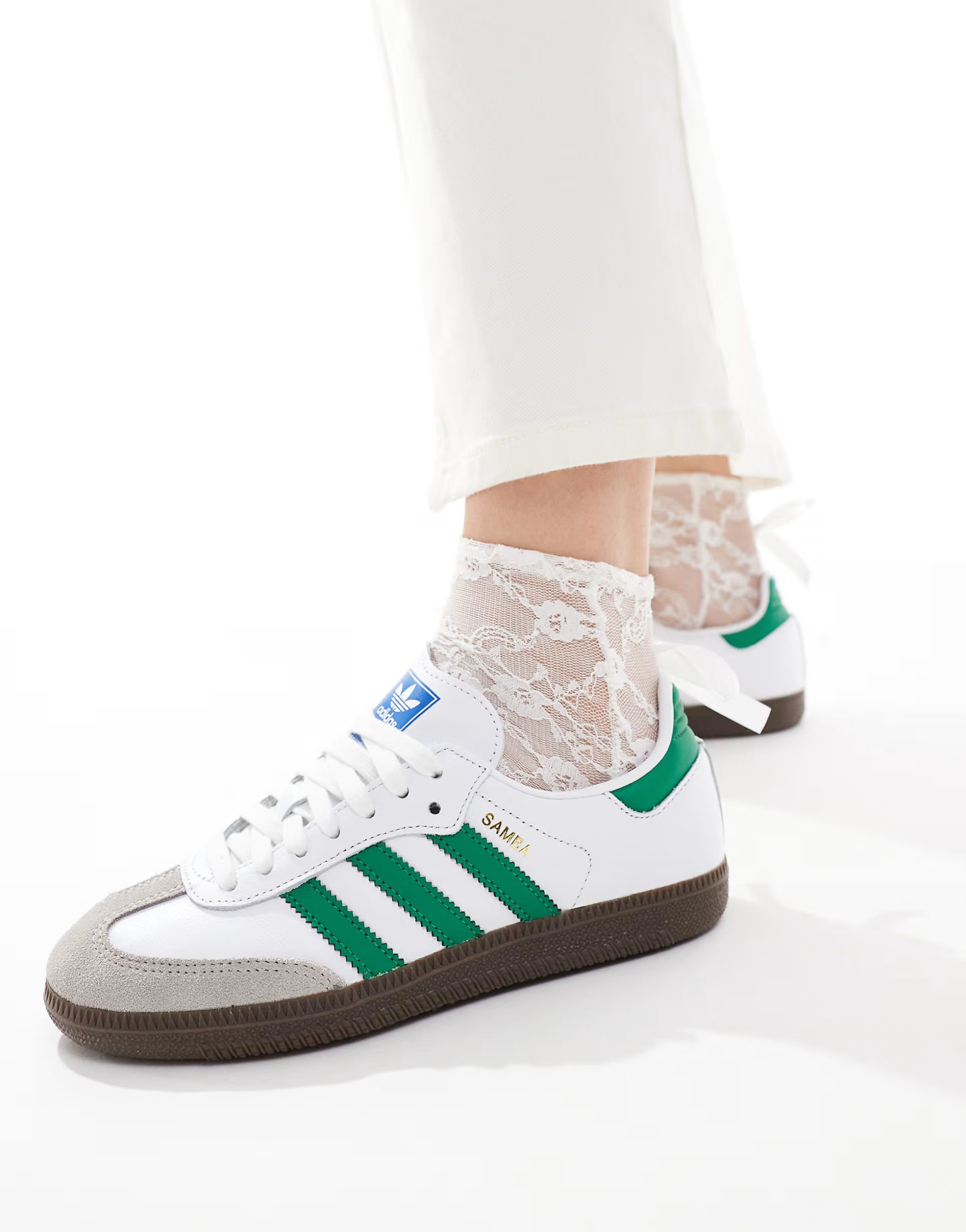 adidas Originals Samba OG sneakers in white and green | ASOS (Global)