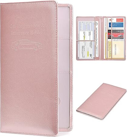 HERRIAT Car Registration and Insurance Card Holder - Leather Vehicle Glove Box Automobile Documen... | Amazon (US)