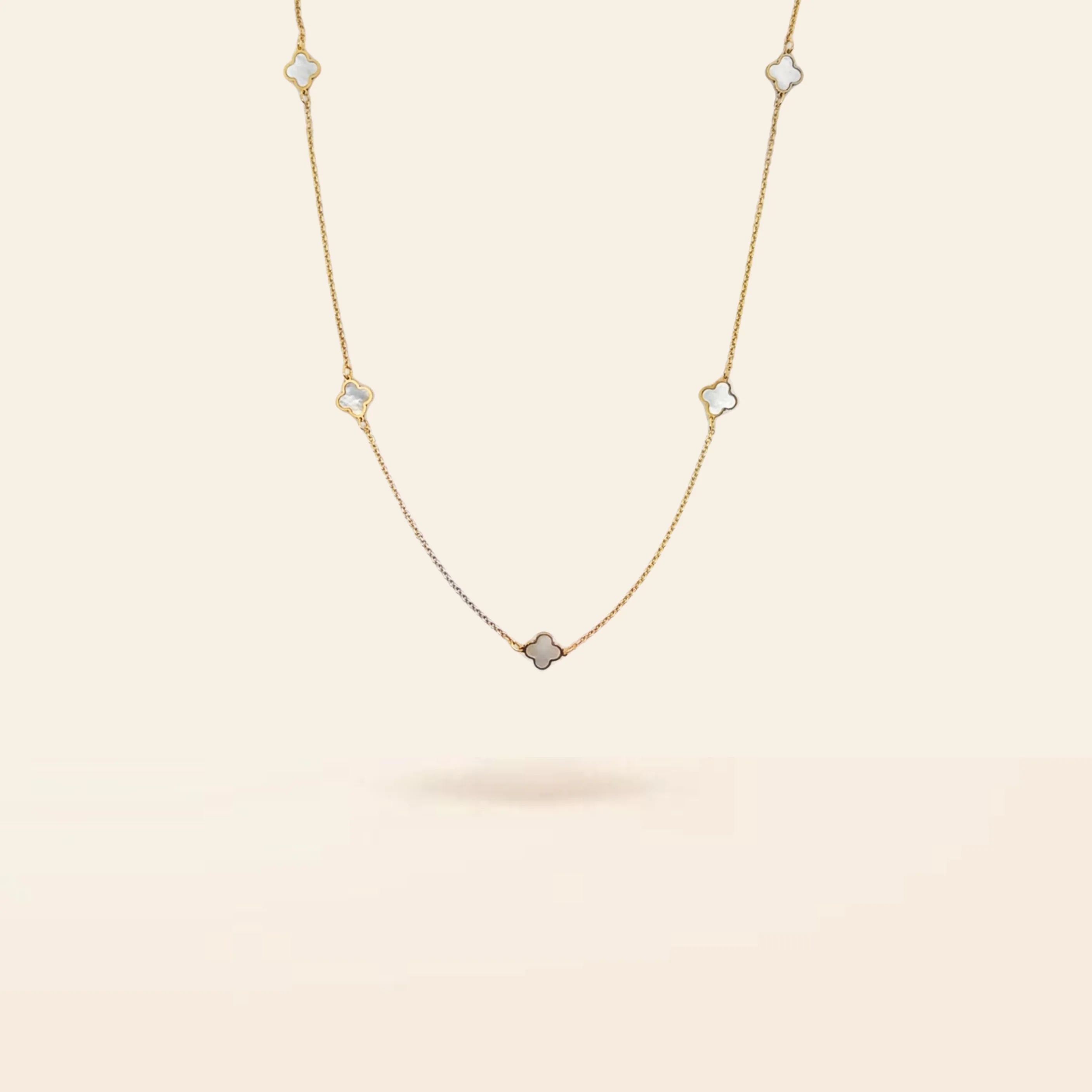 14K Gold Mother of Pearl Clover Necklace | Van Der Hout Jewelry
