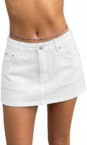EMMIOL Women Denim Skort Skirt Stretchy Mid Waist Y2K Sexy Mini Skirts Dressy Casual Jean Skorts | Amazon (US)