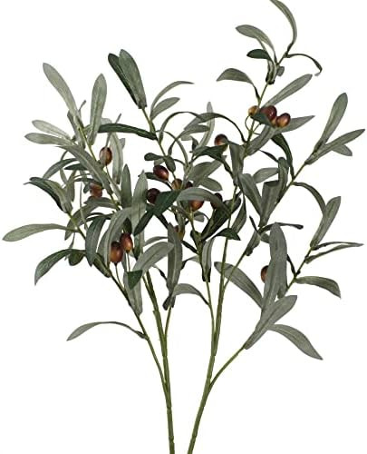 HOKPA Artificial Olive Branches, 2Pcs Artificial Plants Greenery, 4 Stems Olive Leaves Fake Fruit... | Amazon (US)