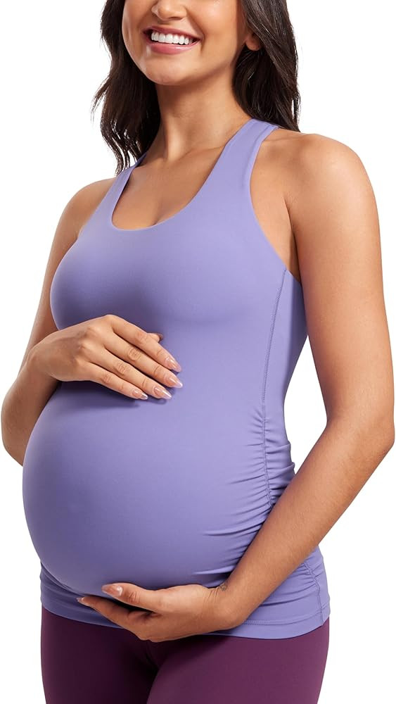 CRZ YOGA Butterluxe Womens Racerback Maternity Tank Tops Ruched Sleeveless Pregnancy Yoga Top wit... | Amazon (US)
