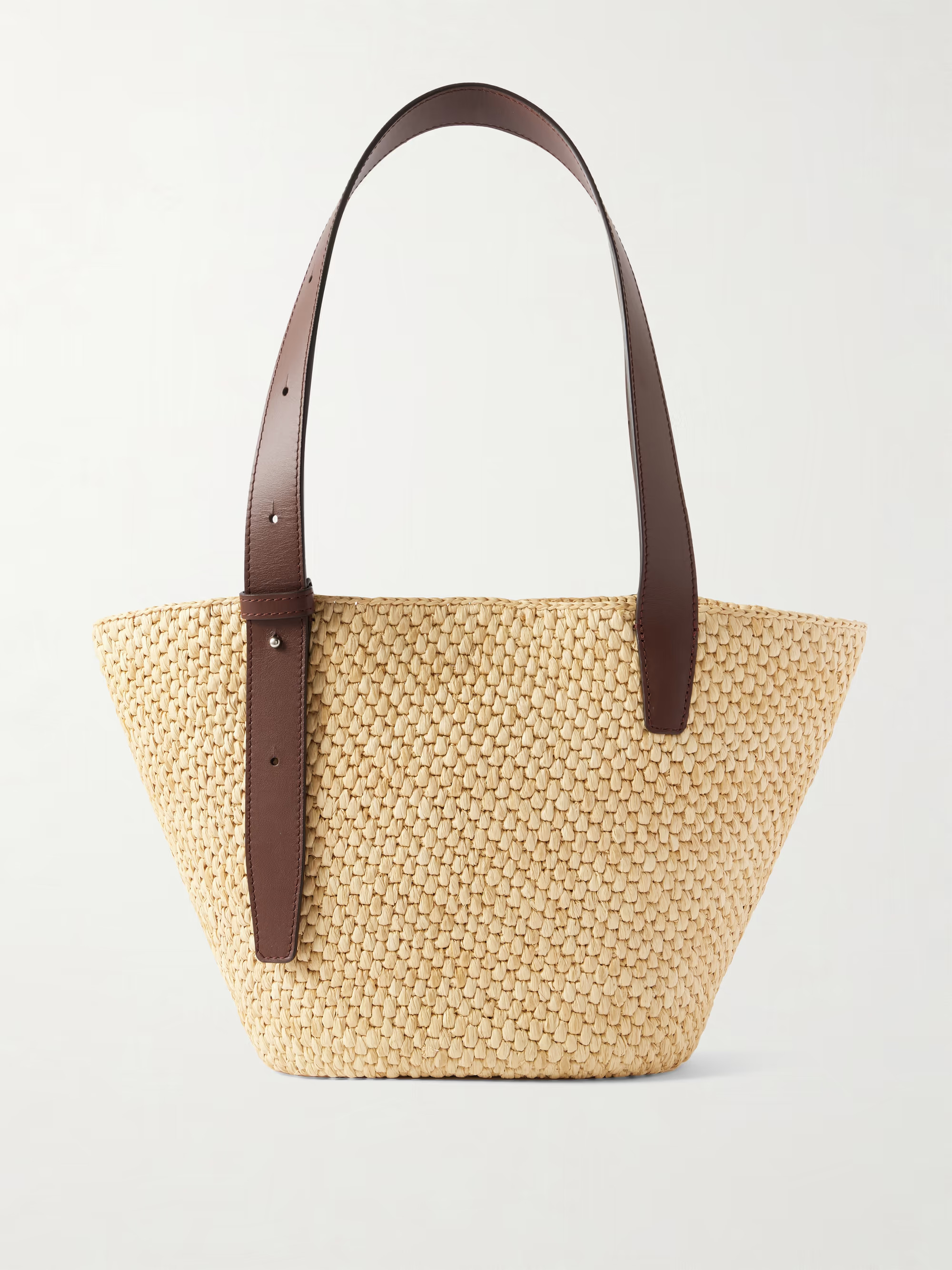 The Bianca small leather-trimmed raffia tote | NET-A-PORTER (US)