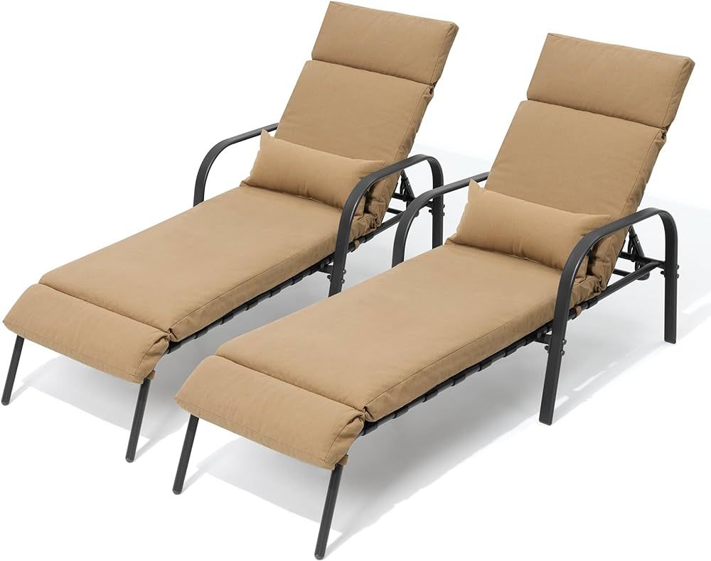 Pellebant Patio Chaise Lounge Chair with Cushion, Adjustable Chair with 5 Positions, Outdoor Recl... | Amazon (US)